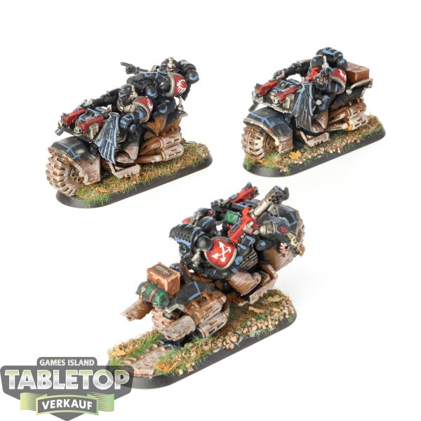 Dark Angels - 3x Ravenwing Bike Squadron - bemalt