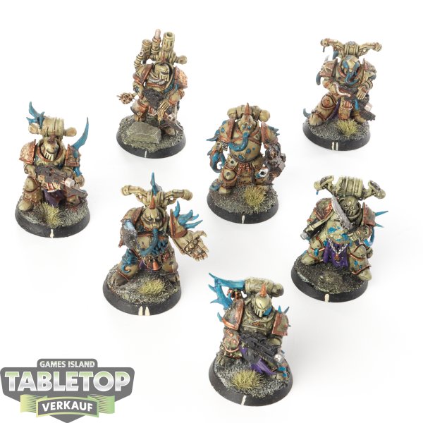 Death Guard - 7 Plague Marines - bemalt