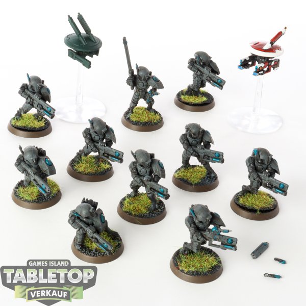 Tau Empire - 10x Fire Warriors Strike Team - teilweise bemalt