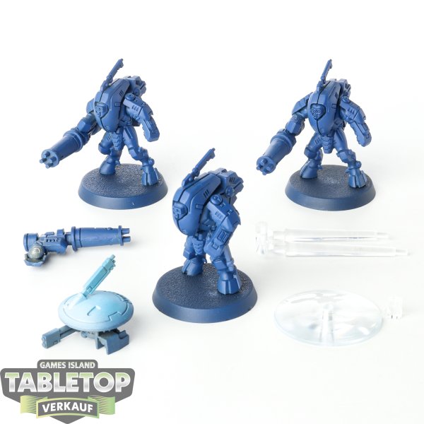 Tau Empire - 3 x XV25 Stealth Battlesuits - teilweise bemalt