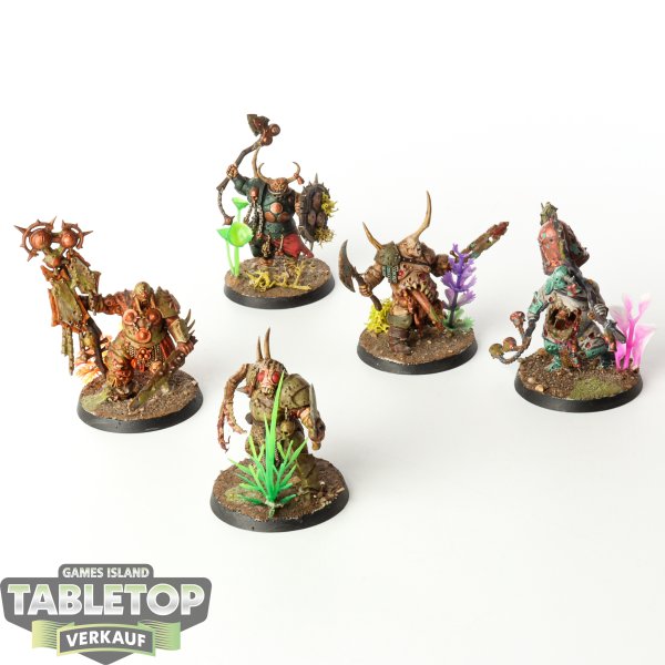 Maggotkin of Nurgle - 5 x Putrid Blightkings - bemalt