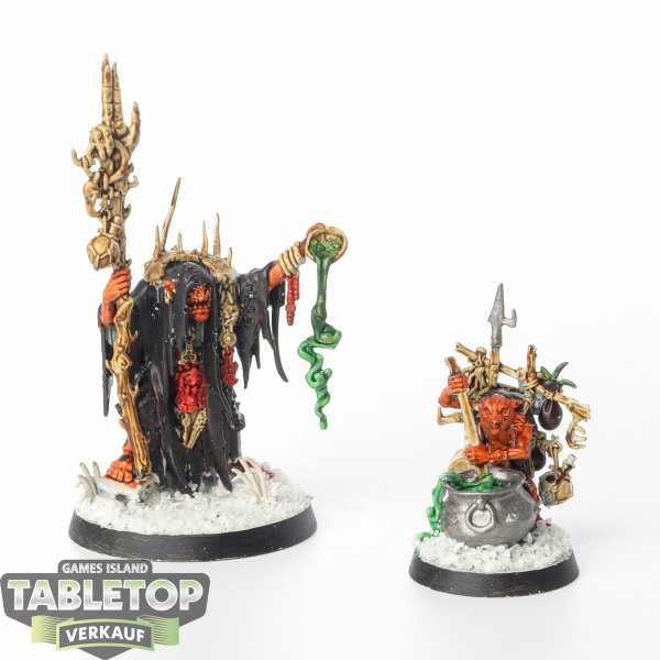 Orruk Warclans - Swampcalla Shaman & Pot-grot - bemalt