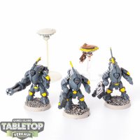 Tau Empire - 3x XV25 Stealth Battlesuits - bemalt