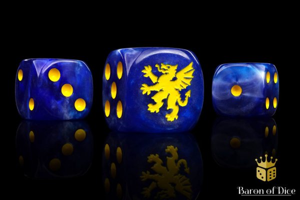 Baron of Dice - Heraldry, Blue 16mm Round Corner Dice (25)