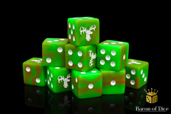 Baron of Dice - Forest Stag 16mm Square Corner Dice (25)
