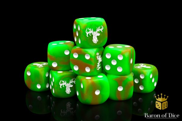 Baron of Dice - Forest Stag 16mm Round Corner Dice (25)