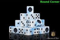 Baron of Dice - Giant, White Ice 16mm Round Corner Dice (25)