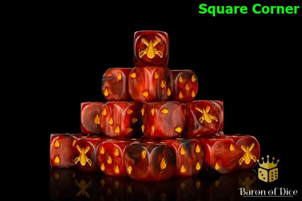 Baron of Dice - Chain Blades, Blood Red 16mm Square Corner Dice (25)