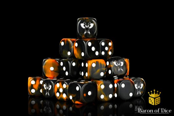 Baron of Dice - Skull Grinders, Black Lava 16mm Round Corner Dice (25)