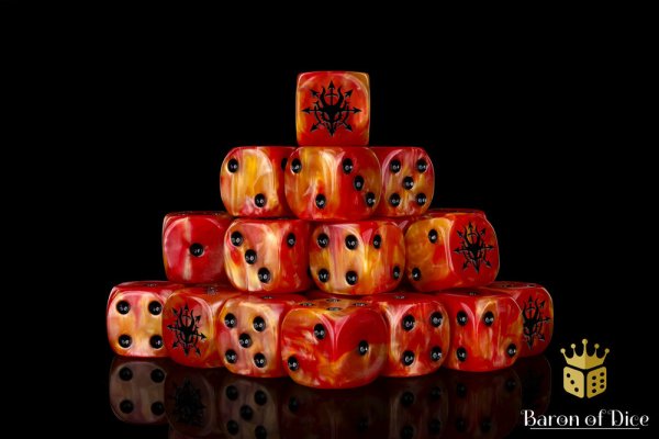 Baron of Dice - Devil Dragon, Fiery Hell 16mm Round Corner Dice (25)