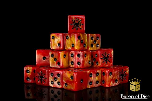 Baron of Dice - Devil Dragon, Fiery Hell 16mm Square Corner Dice (25)