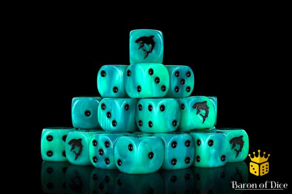 Baron of Dice - Carcharodon "Great White Shark" 16mm Round Corner Dice (25)