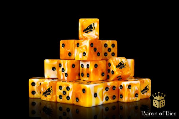 Baron of Dice - Fire Drake 16mm Square Corner Dice (25)