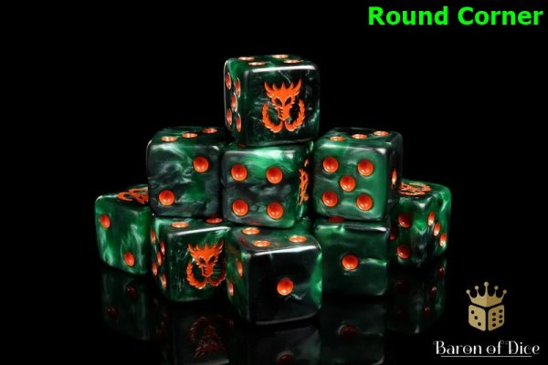 Baron of Dice - Flaming Drake 16mm Round Corner Dice (25)