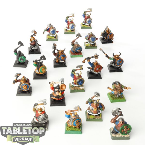 Dwarfen Mountain Holds - 20 x Dwarf Warriors Regiment - teilweise bemalt