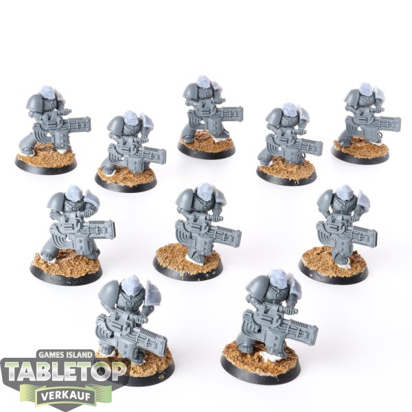 Horus Heresy - 10x Legion MKVI Tactical Squad with Heavy Weapons Upgrade Set - Volkite Culverins - unbemalt