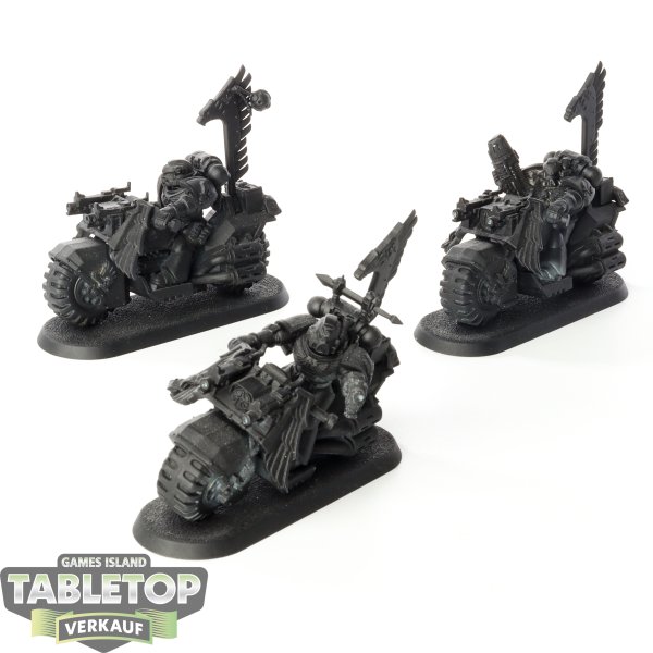 Dark Angels - 3x Ravenwing Bike Squadron - grundiert