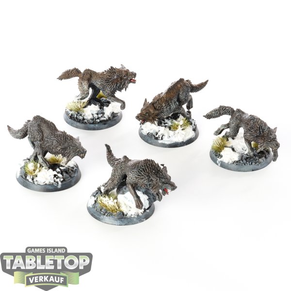 Space Wolves - 5 x Fenrisian Wolves - bemalt