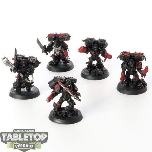 Blood Angels - 5x Blood Angels Assault Squad klassisch - teilweise bemalt