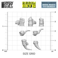 Green Stuff World - 3D printed set - Beer Mugs and Horns