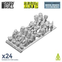 Green Stuff World - 3D printed set - Beer Mugs and Horns