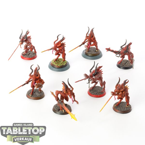 Chaos Daemons - 8x Daemons Of Khorne Bloodletters - bemalt