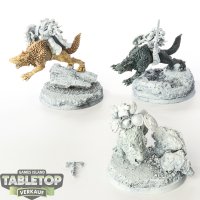 Space Wolves - 3 x Thunderwolf Cavalry - teilweise bemalt