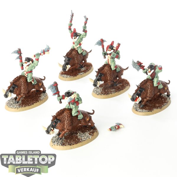 Orruk Warclans - 5x Savage Orc Boar Boyz - bemalt