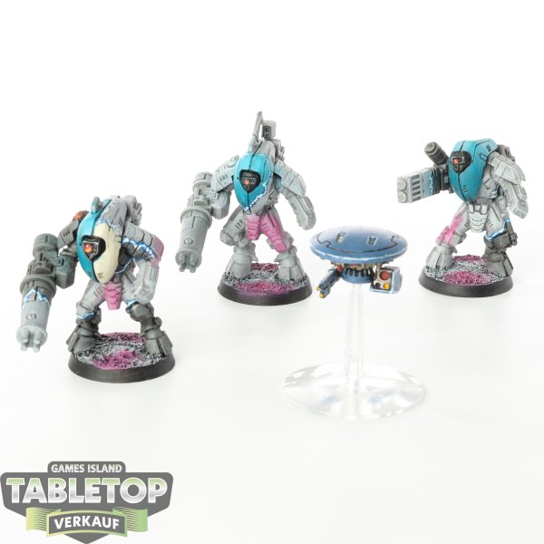 Tau Empire - 3x Stealth Battlesuits - bemalt