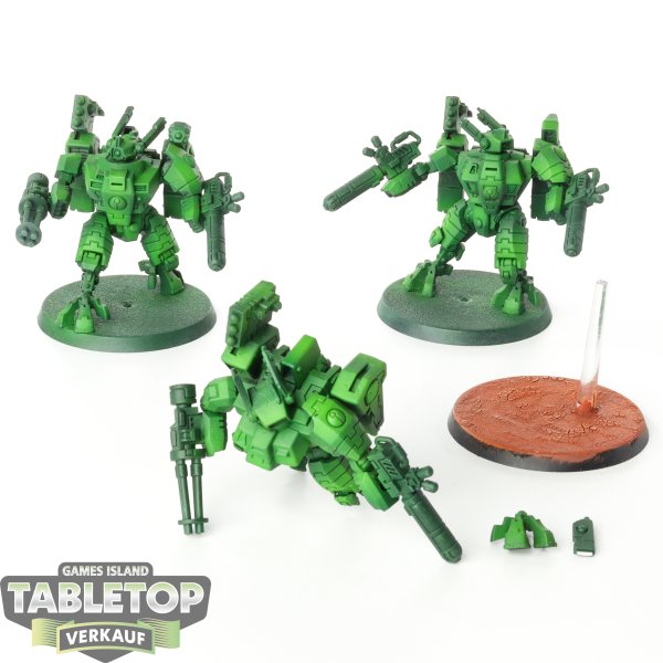 Tau Empire - 3x XV8 Crisis Battlesuit Team - teilweise bemalt