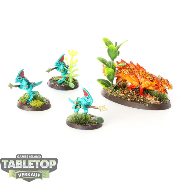 Seraphon - 4 Salamander Hunting Pack - bemalt