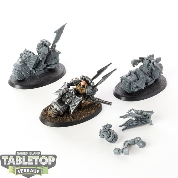 Dark Angels - 3x Ravenwing Bike Squadron - teilweise bemalt