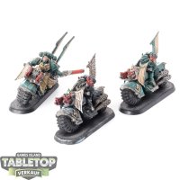 Dark Angels - 3x Ravenwing Bike Squadron - bemalt