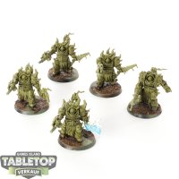 Death Guard - 5x Blightlord Terminators - teilweise bemalt