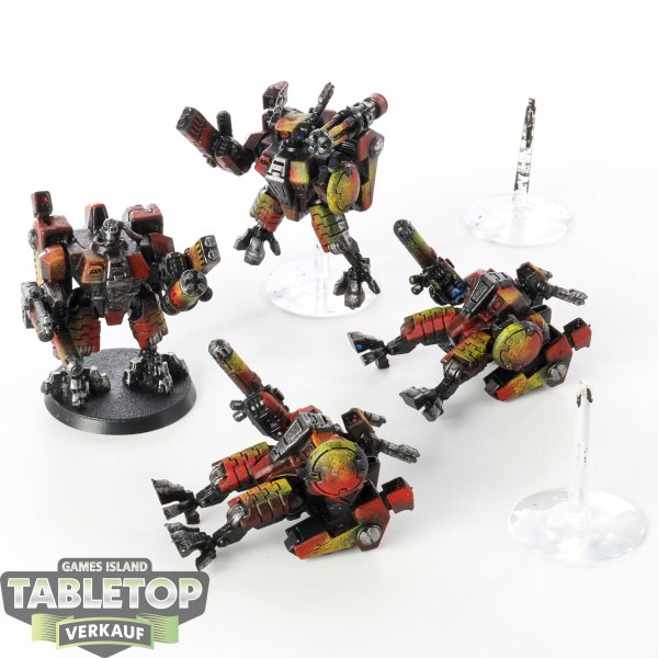 Tau Empire - 4 x XV8 Crisis Battlesuit klassisch - bemalt