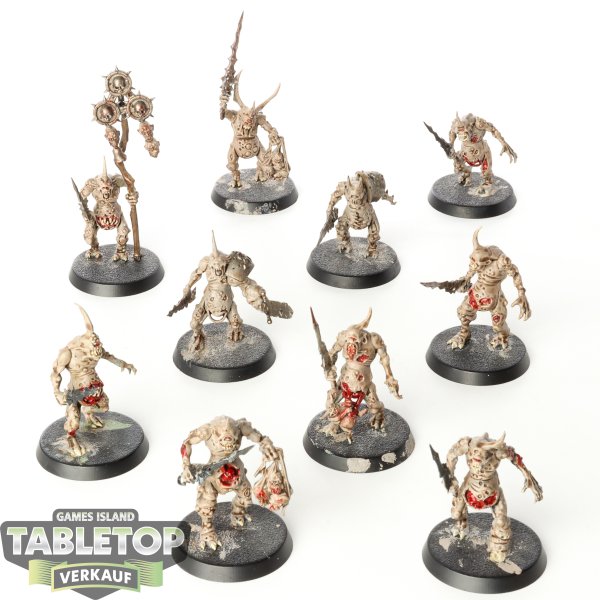 Maggotkin of Nurgle - 10 x Plaguebearers of Nurgle - bemalt