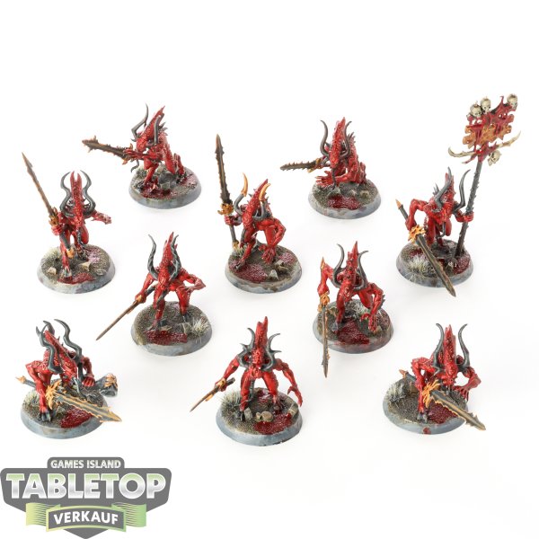 Chaos Daemons - 10x Daemons Of Khorne Bloodletters - bemalt