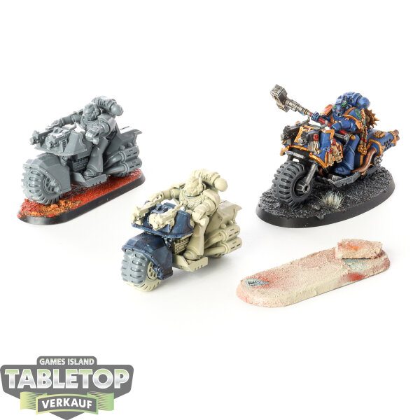 Space Marines - 3 x Bike Squad - teilweise bemalt