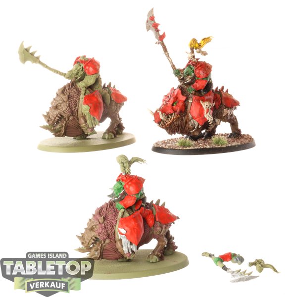 Orruk Warclans - 3 x Gore-gruntas - teilweise bemalt