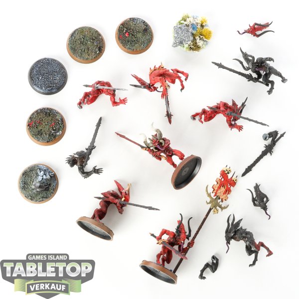 Chaos Daemons - 9x Daemons Of Khorne Bloodletters - teilweise bemalt