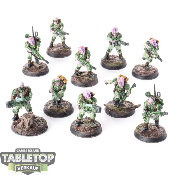 Genestealer Cults - 10 x Cadian Shock Troops - bemalt