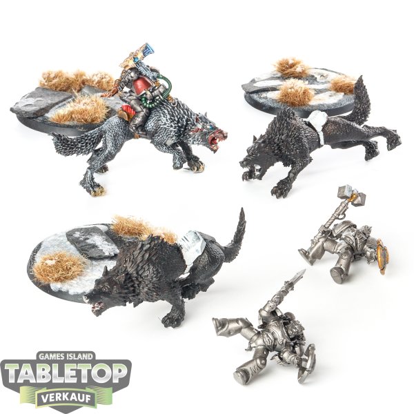 Space Wolves - 3 x Thunderwolf Cavalry  - teilweise bemalt