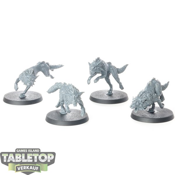 Space Wolves - 4x Fenrisian Wolves - unbemalt