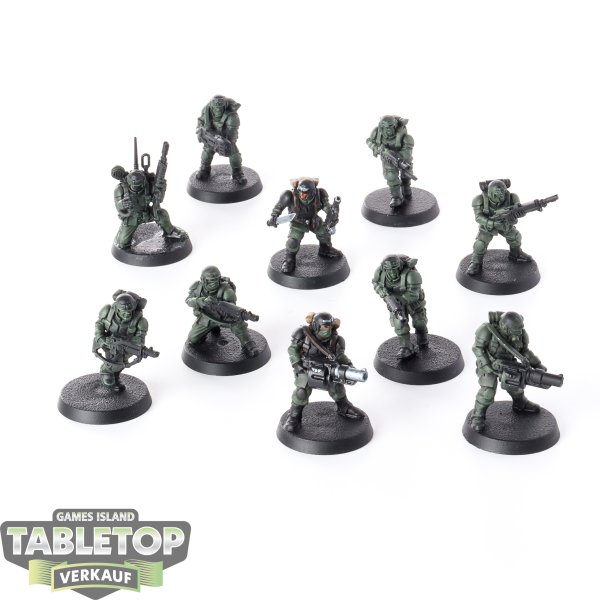 Astra Militarum - 10 Cadian Shock Troops - teilweise bemalt