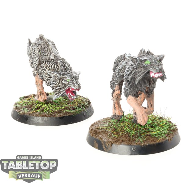 Space Wolves - 2x Fenrisian Wolves - bemalt