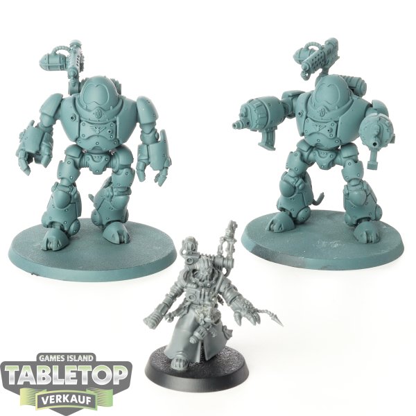 Adeptus Mechanicus - 2x Kastelan Robots & 1x Cybernetica Datasmith - grundiert