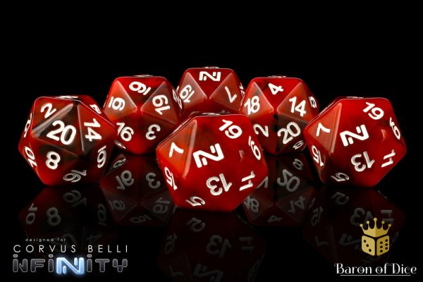 Baron of Dice - Infinity: N4 Thrice Coalition - Official Dice Set (6 Dices)