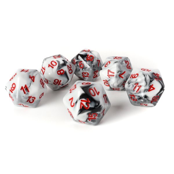 Baron of Dice - Infinity: N4 White/Black with Red - Official Dice Set (6 Dices)