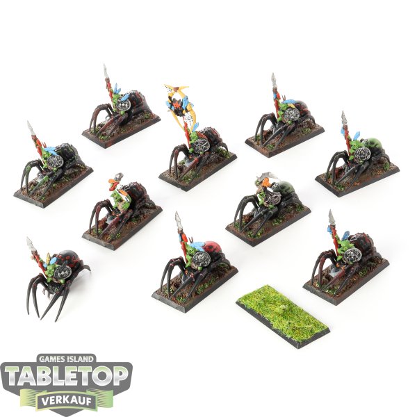 Orc & Goblin Tribes - 10x Grot Spider Riders - bemalt