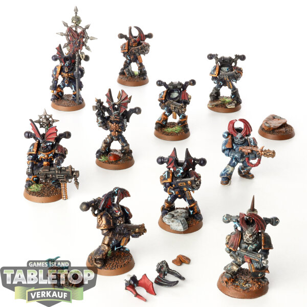 Chaos Space Marines - 10 Chaos Space Marines klassisch (Night Lords) - bemalt